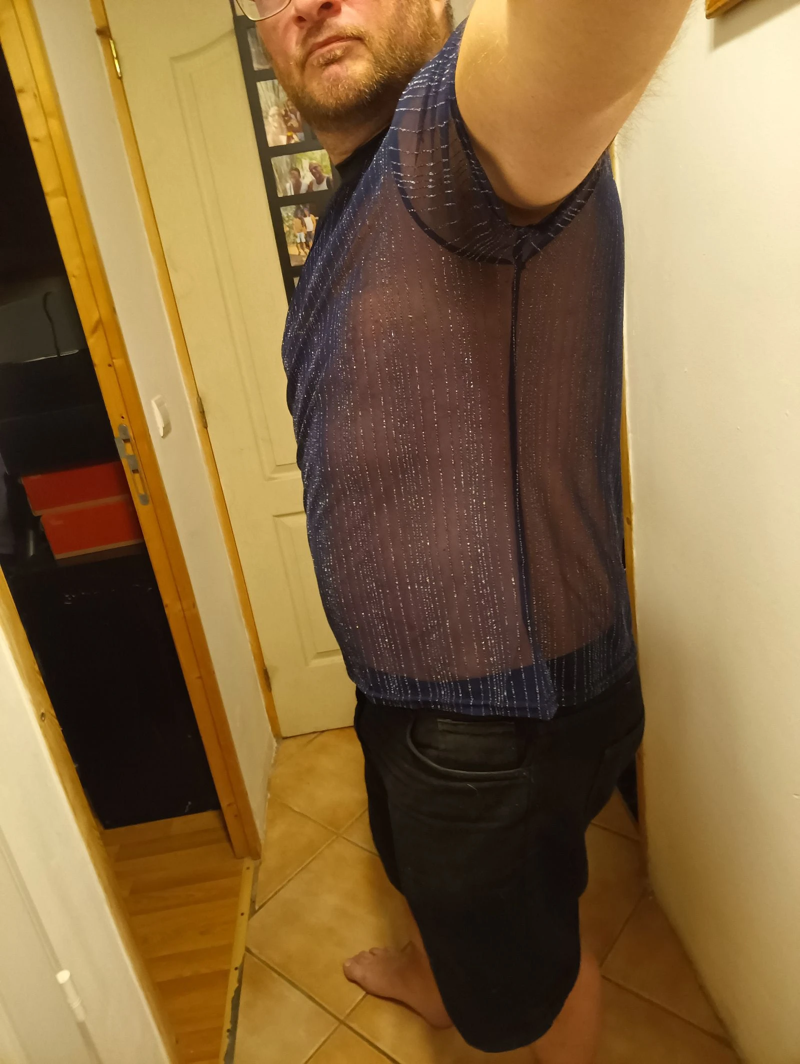 Herentransparant blauw T-shirt – photo 3